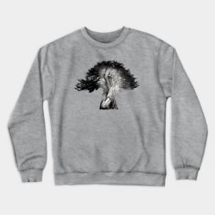 Baobab in Silhouette with Elephant Face Overlay Crewneck Sweatshirt